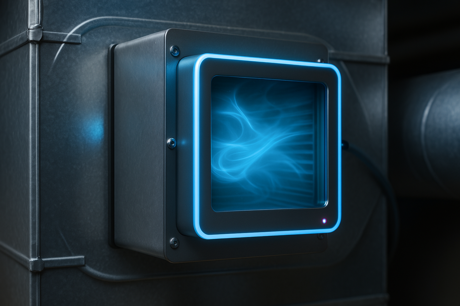 air scrubber with blue light inside system