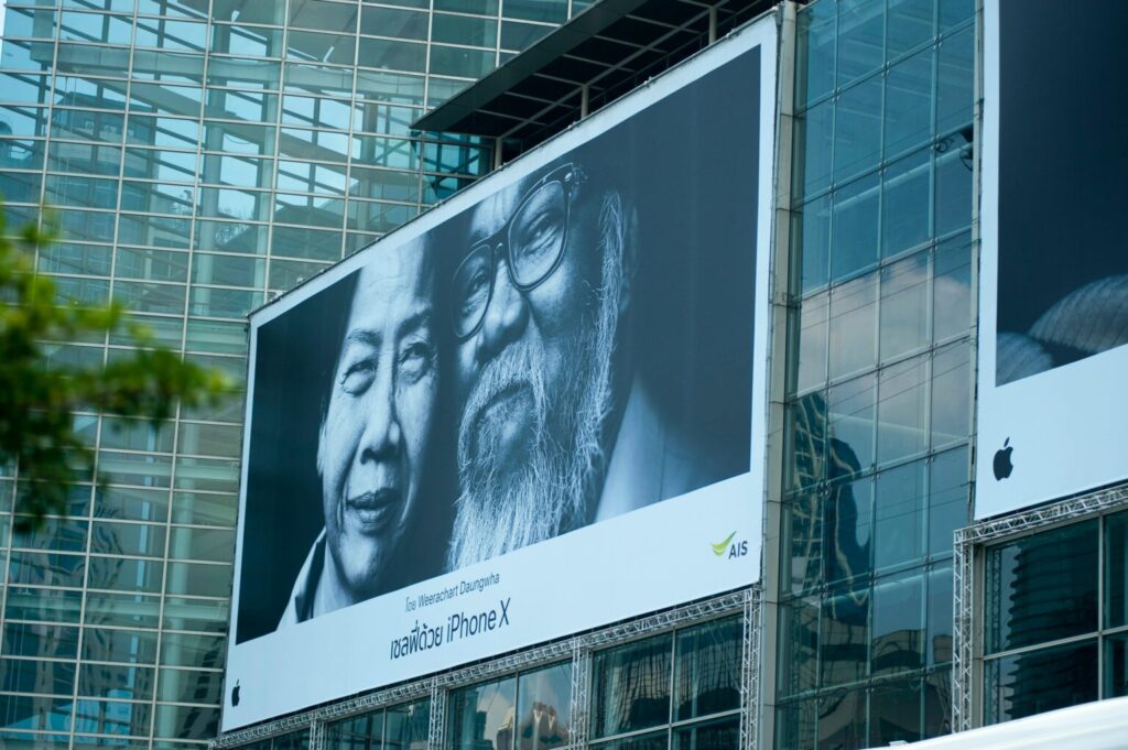 billboard showing man adn woman