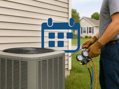 man with tool front of ac