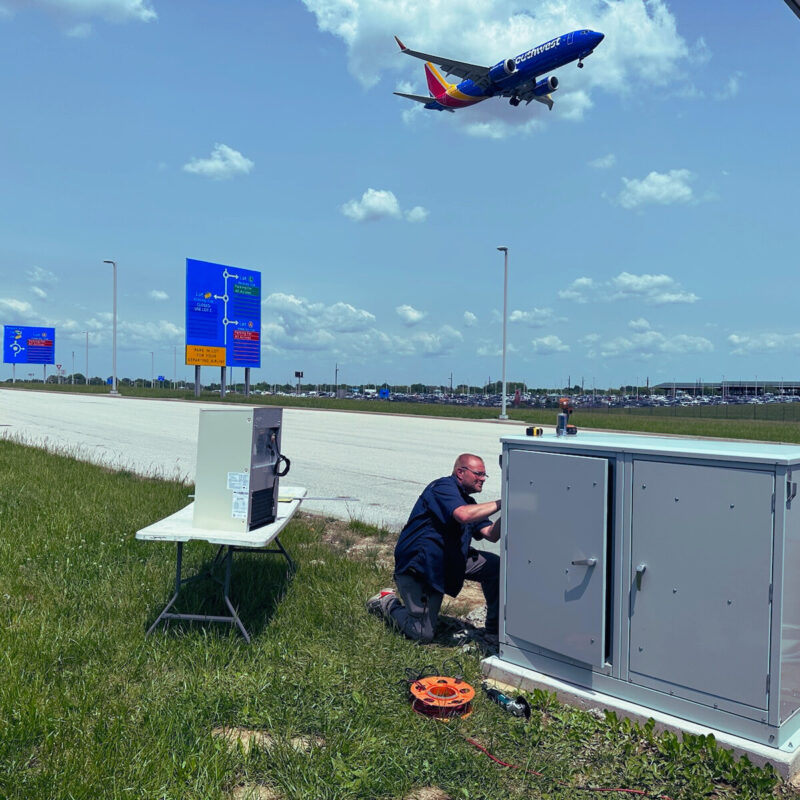 man working on airport